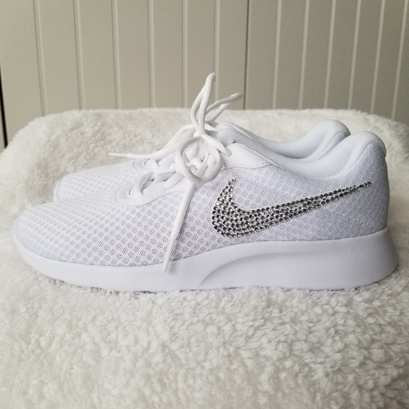 Bling Nike Tanjun White Sneakers - Blinged Out - Picture 4 of 11